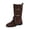 Brown, variant on Women's Suede Low Chunky Heel Slouchy Mid-Calf Boots Fashionable Wide Toe Lace Up Adjustable Multi-Buckle Strap Biker Motorcycle Riding Boots Comfort Block Heel Autumn Winter Shoes