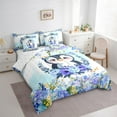 thumbnail image 3 of Castle Fairy Cartoon Animal Penguin Bedding Comforter Set 7-Piece for Preppy Child,Chic Blue Purple Floral Flowers King Bedding Sets,Spring Garden Ultra Soft Bed Sheets,Super Cozy Room Decor, 3 of 8