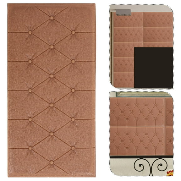 HONMEET 2-Pack Brown Upholstered Peel and Stick Headboard Wall Cushion for Bedroom Home Decor Soft Padded Panel