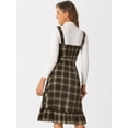 thumbnail image 3 of DARING DIVA Women's Ruffled Sleeveless Tie Waist A Line Plaid Dress M Khaki Brown, 3 of 6