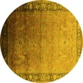 thumbnail image 1 of Ahgly Company Machine Washable Indoor Round Oriental Yellow Industrial Area Rugs, 3' Round, 1 of 4