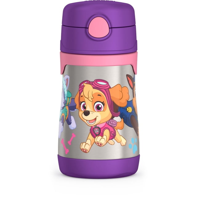 THERMOS - Botella de paja de acero inoxidable aislada al aspiradora de 10 onzas, Paw Patrol Girl