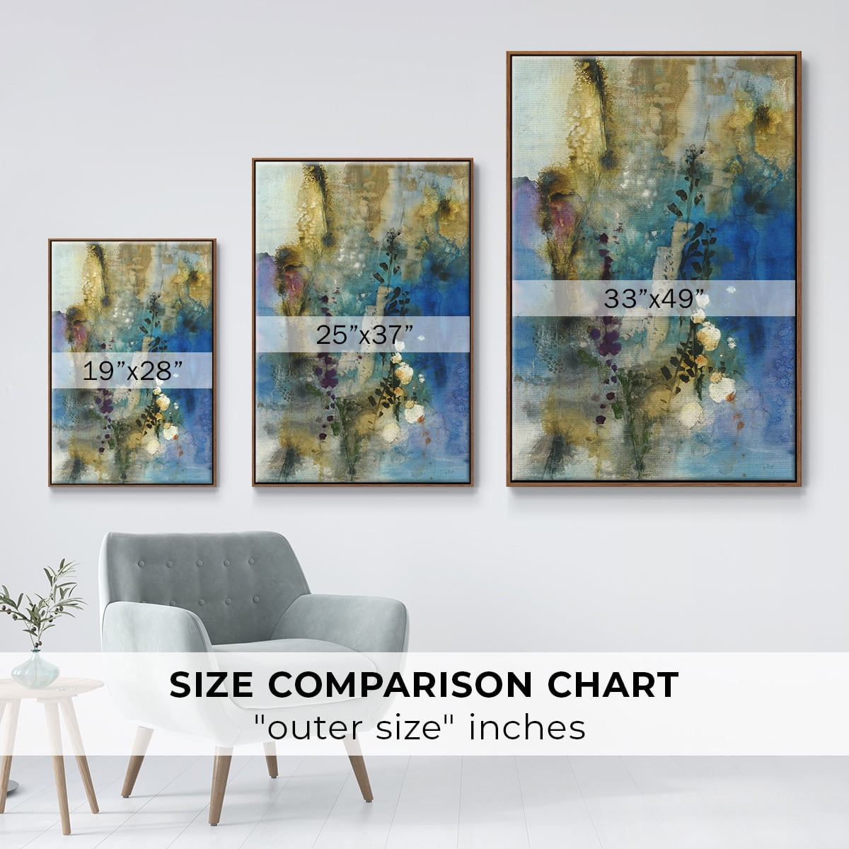 Immerge I Framed Premium Gallery Wrapped Canvas - Ready to Hang - 25 x 37 - Walnut Floating Frame