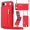 Red, variant on Crossbody Wallet Case for iPhone 16e with Card Holders RFID Shockproof Cover, Back Magnetic Flip Kickstand Zipper Slot Case, PU Leather Cover Handbag Shoulder Strap Phone Case,Red
