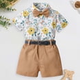 thumbnail image 2 of Staki Boys Spring Outfits Boy's Summer Beach Outfits Textured Button Down Shirt and Short Sets Casual Vacation Clothes for Toddler 3T 4T 5T,Khaki 3-6 Months, 2 of 8