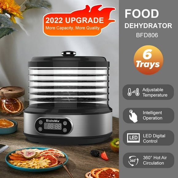 BioloMix BPA FREE 5 Trays Food Dryer Dehydrator with Digital Timer and Temperature Control for Fruit Vegetable Meat Beef Jerky