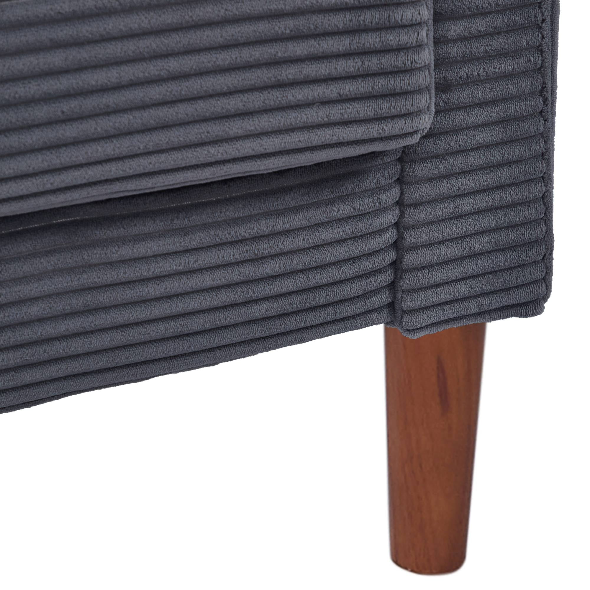 Comfy Futon Sofa Corduroy Loveseat Couch with Pillow Cushion, Modern Sleeper Sofa Couch with Solid Leg for Living Room,Bedroom, Grey