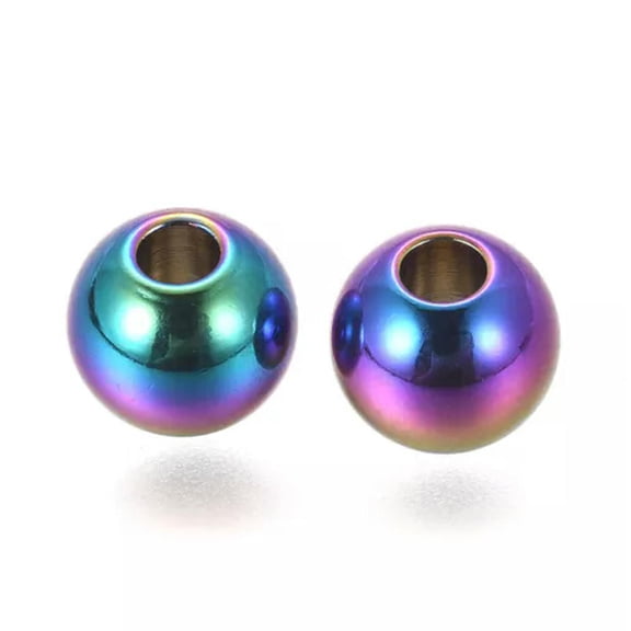 U8MO 10/20pcs Multi-color 304 Stainless Steel Beads Round Mini Smooth Spacer 5.7~10mm-10mm-10pcs