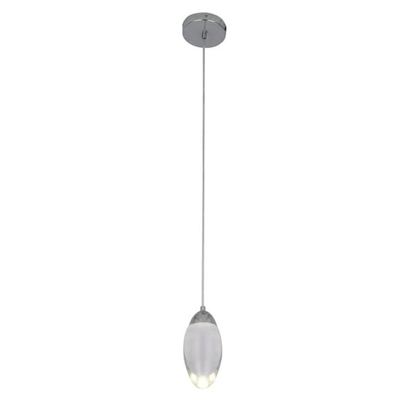 Design Living 1-Light Chrome Metal LED Pendant With Clear Crystal