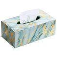 thumbnail image 1 of Contenedor de pañuelos, caja de pañuelos de cuero PU, caja de pañuelos cosmética rectangular, utilizada para decoración de coche, oficina en casa, 1 of 5