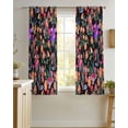 thumbnail image 4 of Watercolor Flowers Sheer Curtains 45 Inch Length 2 Panels Set for Living Room/Bedroom, Retro Spring Floral Botanical Leaves Black Kitchen Curtains Grommet Curtains Window Treatments 42"x45"x2, 4 of 7