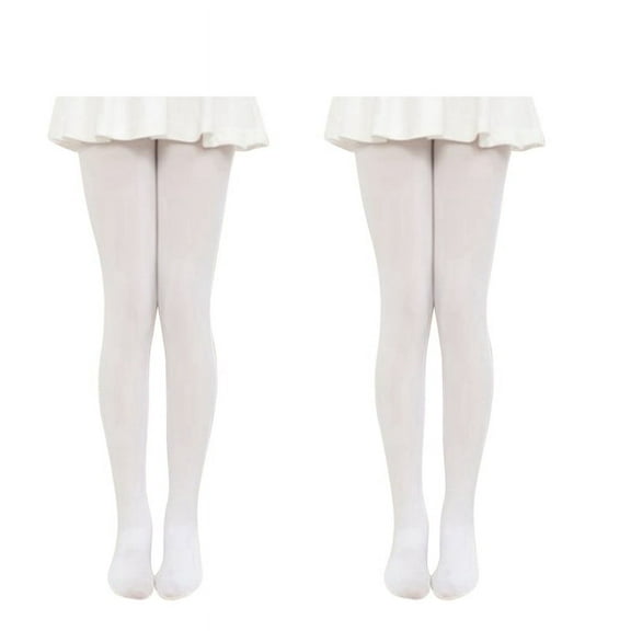 2X White Kids Girls Velvet Tights Dance Socks Microfiber Socks Professional Dance S