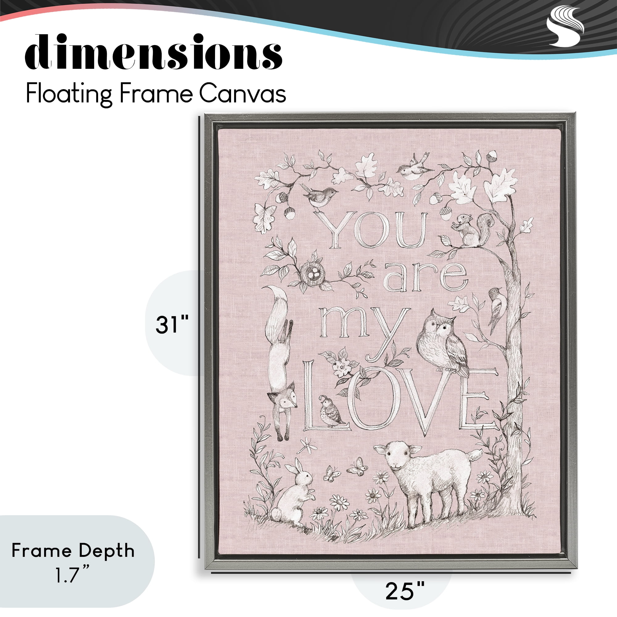 Stupell Industries You Are My Love Gray Framed Floater Canvas Wall Art, design by Susan Winget