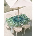 thumbnail image 3 of 54x80 Inch Outdoor Tablecloth with Umbrella Hole Zipper Rectangle Green Botanical Circle Rectangular Tablecloths Outside Waterproof Abstract Art Vintage Patio Table Cloth Cover for Picnic Party, 3 of 8