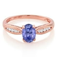 thumbnail image 2 of Gem Stone King 10K Rose Gold 0.82 Ct Oval Blue Tanzanite and Diamond Engagement Ring, 2 of 4