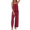thumbnail image 2 of INSPIRE CHIC Women's Pajama Set Pleated Cami Top and Pants Knit Stretchy Soft Summer 2026 Lounge Sets with Pockets 2XL Red, 2 of 5
