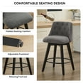 thumbnail image 3 of SYNGAR Swivel Bar Stools Set of 2, 25" Modern Counter Height Bar Stools with Button-Tufted Backrest, Linen Fabric Upholstered Kitchen Island with Footrest, Dark Grey, 3 of 12