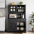 thumbnail image 6 of Studyset Kitchen Pantry Cabinet with Microwave Stand,Freestanding Hutch Cabinet with Buffet Cupboard,Tall Storage Cabinets with Adjustable Shelves,Buffet Cabinet with Hutch for Kitchen,Dining Room, 6 of 7