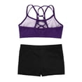 thumbnail image 4 of Miaeowve Kids Girls 2-Piece Gymnastics Dance Outfits Athletic Crop Tops and Booty Shorts Activewear Set Purple 6, 4 of 5