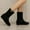 #077-Black, variant on Women Mid Calf Boots Suede Round Toe Studded Buckle Straps Inner Wedge Height Casual Chunky Heel Shoes