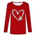 thumbnail image 4 of Womens Tops 3/4 Sleeve Shirts Cute Dog Paw Printed Sweatshirt Crewneck Pullover Top Loose Cotton Sweaters Long Sleeve Tunic Top Casual Sweatshirt for Womens Casual Tee Shirts 03-Red L, 4 of 4