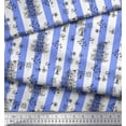 thumbnail image 2 of Soimoi Blue Poly Georgette Fabric Text & Tree Stripe Decor Fabric Printed Yard 52 Inch Wide, 2 of 5