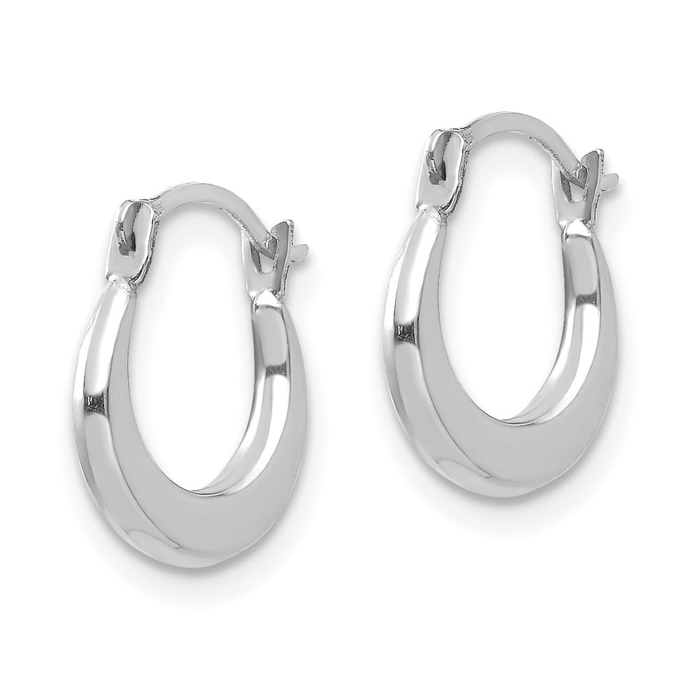 Diamond2Deal 14k White Gold Small Hoop Earrings for Women (L- 0.48 in, W-0.4 in)
