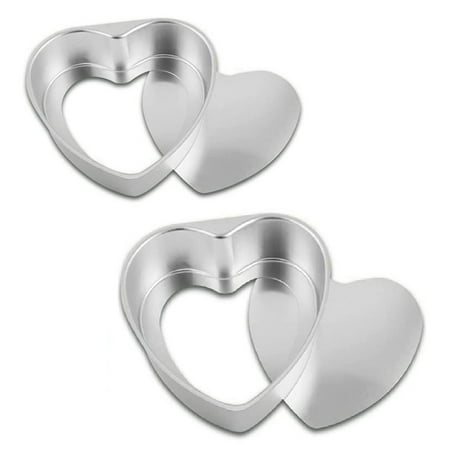 

2Pcs Aluminum Heart Shaped Cake Pan Set DIY Cake Pan Baking Mold Tool with Removable Bottom Push Pan for Party Wedding