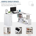 thumbnail image 4 of Rotating L-Shape Corner Desk with Storage - White Computer Workstation for Home Office & Study - 55" x 42.3" Writing Desk with Shelves, 4 of 7