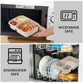 thumbnail image 5 of 4 Pack Bento Lunch Box Set 3 Compartment Food Storage Containers Wheat Straw Meal Prep Lunch Box Plastic Food Storage Containers, Microwave and Dishwasher Safe (light colour), 5 of 5