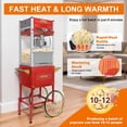 thumbnail image 3 of Commercial Popcorn Machine with Cart – 20 oz Kettle Vintage-Style Popcorn Popper on Wheels with Tempered Glass, Warming Deck, 1440W Countertop Popcorn Maker for Parties, Home Theater & Events, 3 of 8