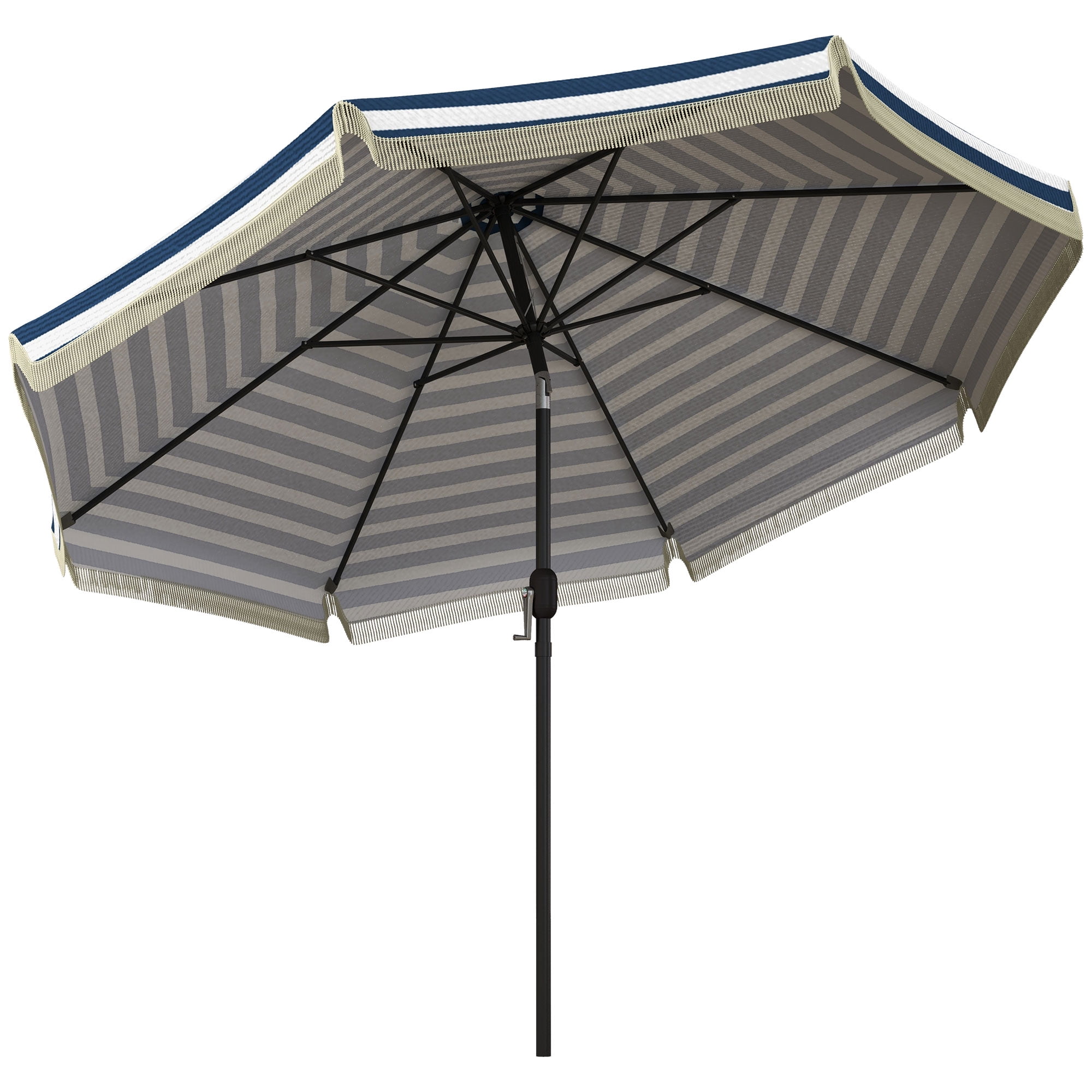 Outsunny 9ft Patio Umbrella with Tilt, Ruffled Outdoor Umbrella, Blue