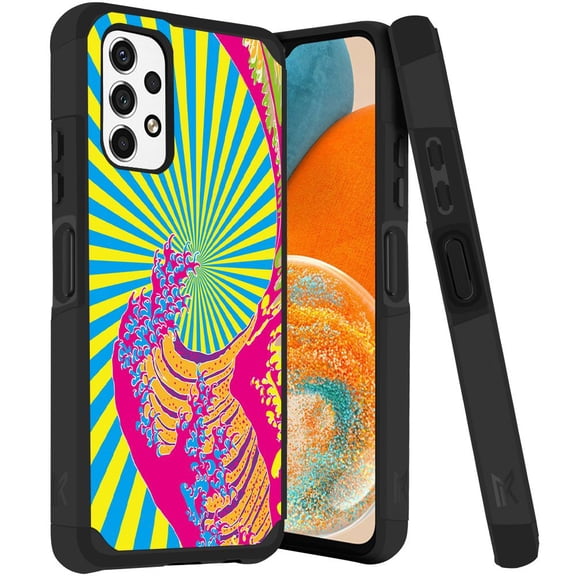 ANJ  Rugged Dual Layered Shockproof Slim Hybrid Case   Tempered Glass Cover Compatible with Samsung Galaxy A23 5G - Neo Japanese Wave