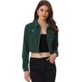 thumbnail image 1 of Chaqueta Corta de Pana para Mujer Chaqueta Corta Casual con Cremallera y Solapa Verde oscuro L, 1 of 6