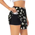 thumbnail image 1 of Balery Daisies Flowers Pantalones cortos deportivos para mujer con forro y dos bolsillos, elásticos, para entrenamiento, gimnasio, yoga-Medium, 1 of 7