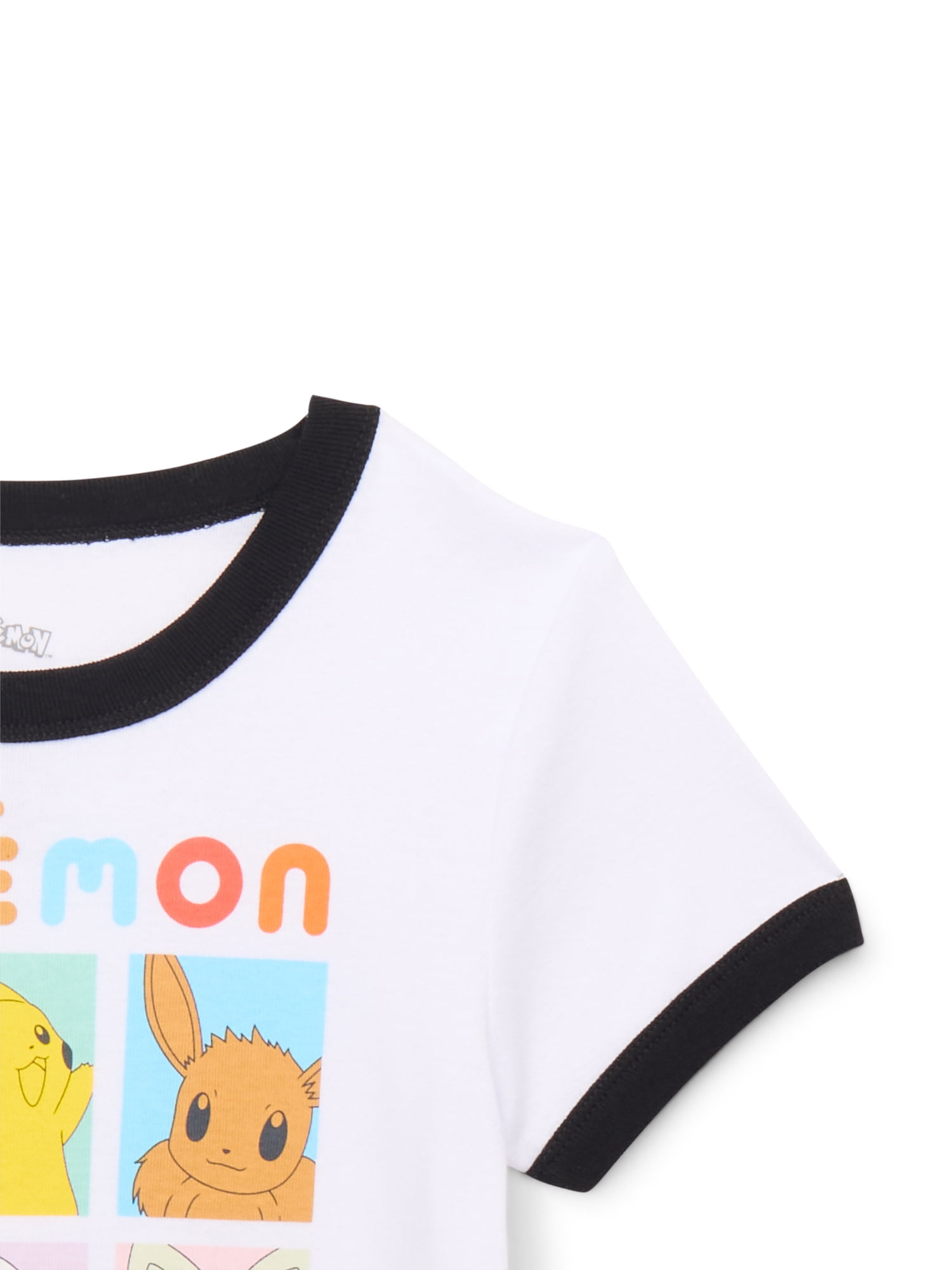 Pokémon Girls Short Sleeve Ringer Graphic Tee, Sizes 4-16
