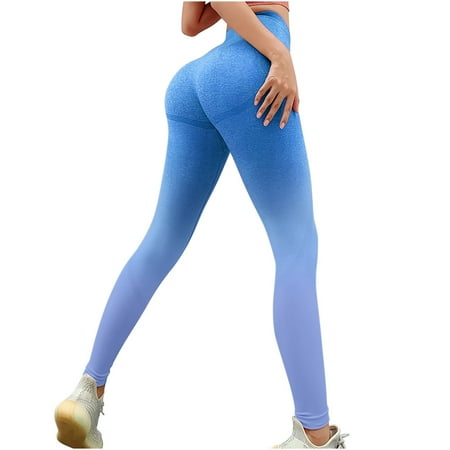 

Yoga Pants for Women Gradient Printed High Waist Loose Straight Sport Long Pants Blue L