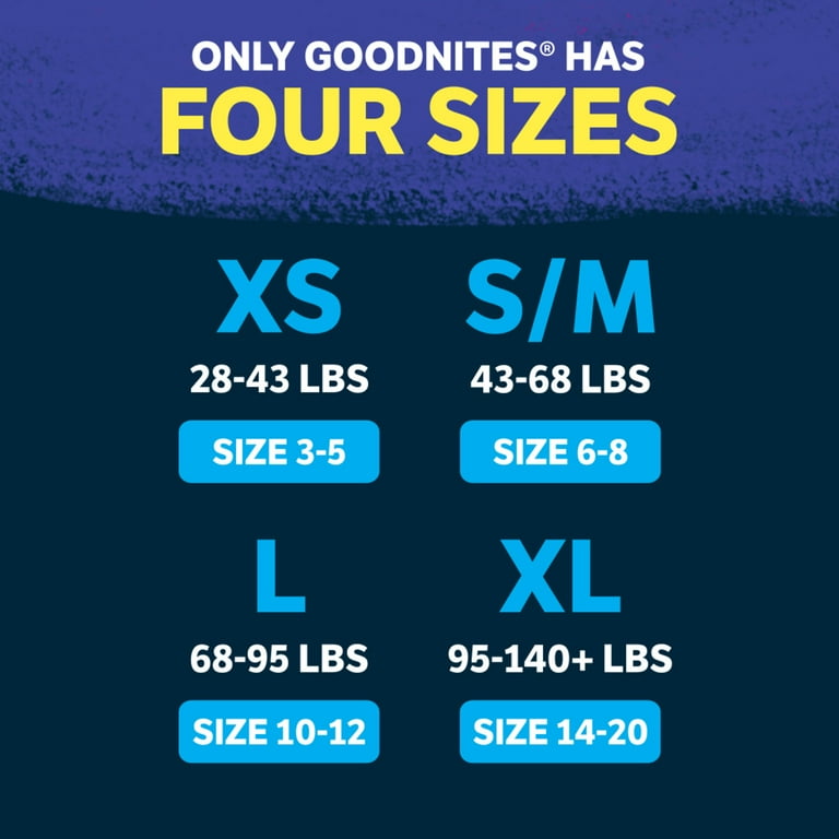 Goodnites Bedwetting Underwear for Boys, L (68-95 lbs), 11 Ct (Select for More) - Walmart.com Goodnites Bedwetting Underwear for Boys, L (68-95 lbs), 11 Ct (Select for More) - Walmart.com
