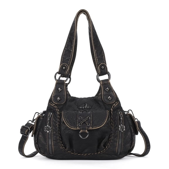 Angelkiss Women Crossbody Bag Vegan Leather Multi Pockets Satchel Handbags Shoulder Bag Hobo Bag