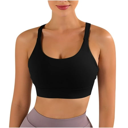Mrat Sleeveless Tank 2024 New Nude Yoga Sports Underwear Beauty Back Fitness Outside to Wear Shock-Proof Push-Up Bra S-16 Black XXL