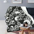 thumbnail image 2 of Gothic Skull & Rose Print Ultra-Soft Micro Fleece Blanket – Cozy Plush Throw for Sofa, Bed, or Travel – Black & White Vintage Design – Perfect Gift for Adults & Teens, 2 of 6
