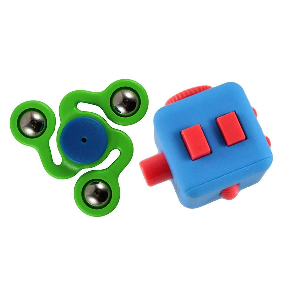 SET OF 2 FIDGETS Fidget Cube and Spinner Square 6Sided Fidget Toy