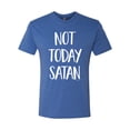 thumbnail image 2 of Wild Bobby, Quote Not Today Satan Funny Witty, Inspirational/Christian, Men Premium Tri Blend Tee, Vintage Royal, Small, 2 of 3