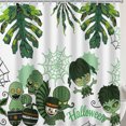 thumbnail image 1 of Rideau de Douche d'Halloween Vert et Blanc Motif Toile d'Araignée, 1 of 4