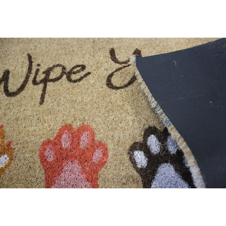 Indoor Outdoor Door Mats Paw-Print Coir-Doormat Non-Slip Durable Welcome  Home