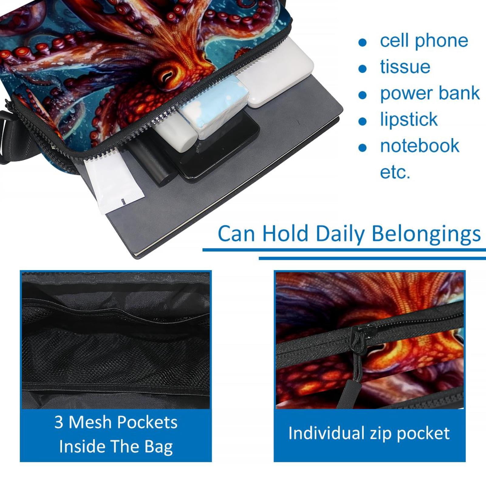 Octopus Sling Bag with Extension Strap - Lightweight Adjustable Unisex Fanny Pack for Waist Packs
