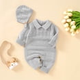 thumbnail image 2 of NOKIO Baby Boy Girl Knit Romper Cotton Long Sleeve Sweater Jumpsuit Clothes Baby Jumpsuit 1 Piece With Cute Hat Set, 2 of 9