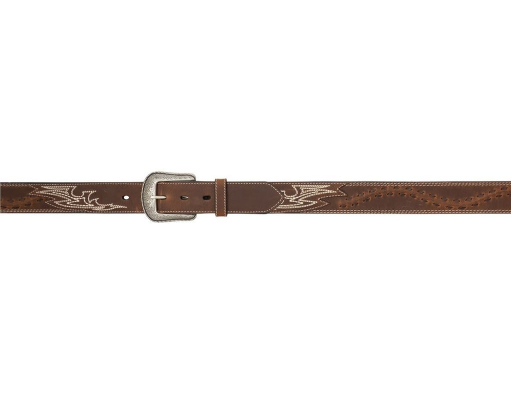 3D Belt Mens Western Leather Lacing Moc Stitching Antique Brown 1214 ...