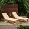 thumbnail image 2 of GDF Studio Teresa Outdoor Water Resistant Fabric Chaise Lounge Cushions, Set of 2, Cream, 2 of 10