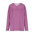thumbnail image 6 of Sexlip Casual Loose V-neck Long Sleeve Top Striped Printed Comfortable Versatile Daily Wear Chic Top for Women Fashion Apparel Pink XXXXXL, 6 of 6